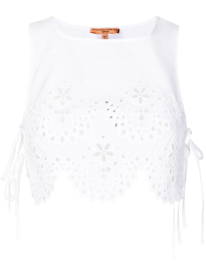 Ermanno Scervino Cut-out Detail Cropped Top - White