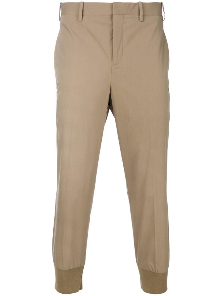 Neil Barrett Cropped Tapered Trousers - Nude & Neutrals