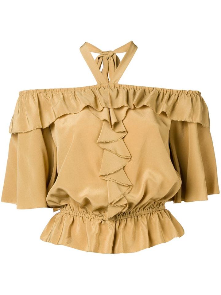 Temperley London Cropped Halter Neck Blouse - Nude & Neutrals