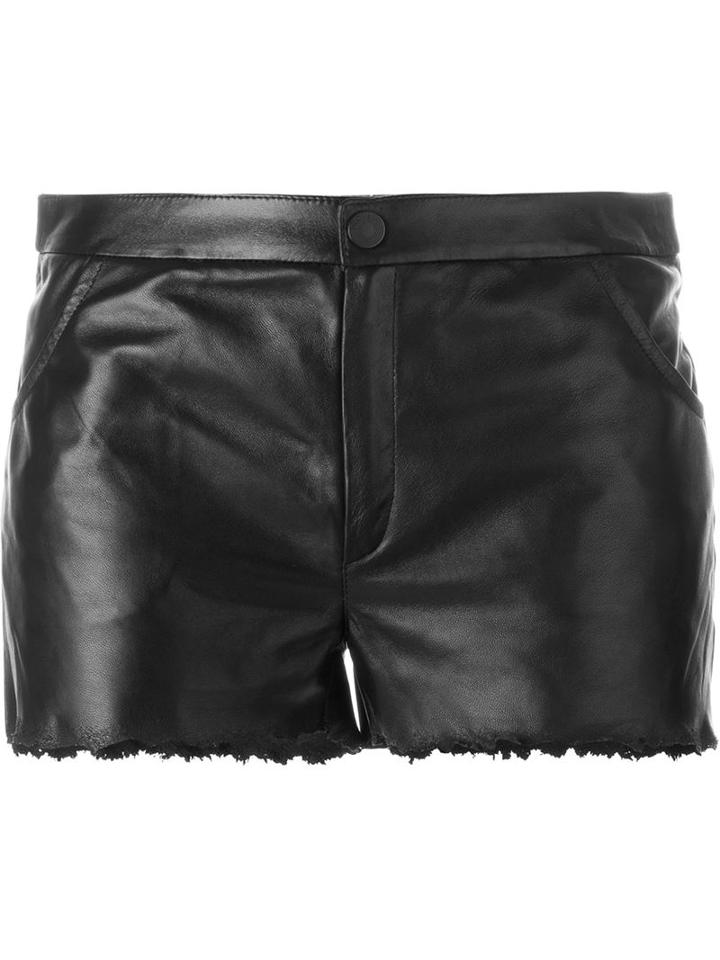 Drome Frayed Edge Shorts, Women's, Size: Medium, Black, Leather/cupro