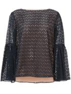 Prabal Gurung Embroidered Perforated Blouse - Blue