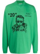 Off-white Public Television Long Sleeved T-shirt - Green