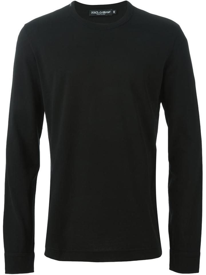 Dolce & Gabbana Button Cuff T-shirt, Men's, Size: 52, Black, Cotton