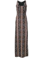 Fisico Patterned Fitted Maxi Dress - Black