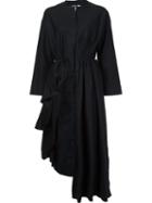 Aganovich Gathered Side Dress, Women's, Size: 36, Black, Cotton