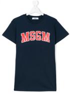 Msgm Kids Logo Print T-shirt - Blue