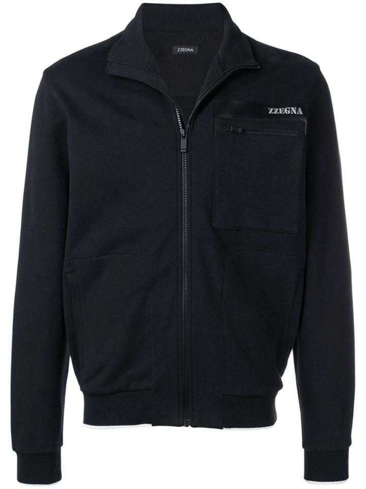 Z Zegna Logo Zipped Sweatshirt - Black