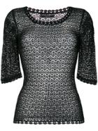 Dolce & Gabbana Crochet Scoop Neck Sweater - Black
