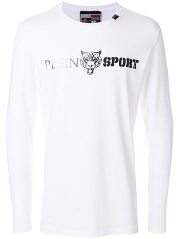 Plein Sport Logo Print Sports Top - White