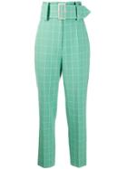 Sara Battaglia Belted Check Trousers - Green