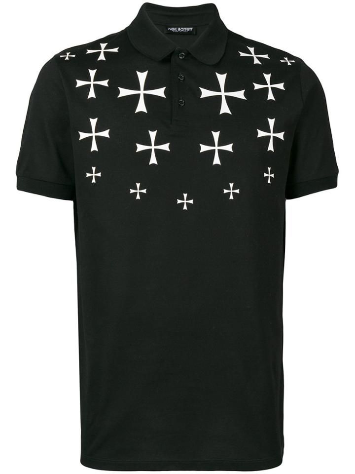 Neil Barrett Cross Short-sleeve Polo Top - Black