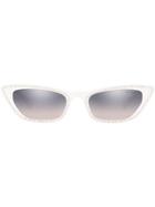 Miu Miu Eyewear Cat Eye Embellished Sunglasses - White