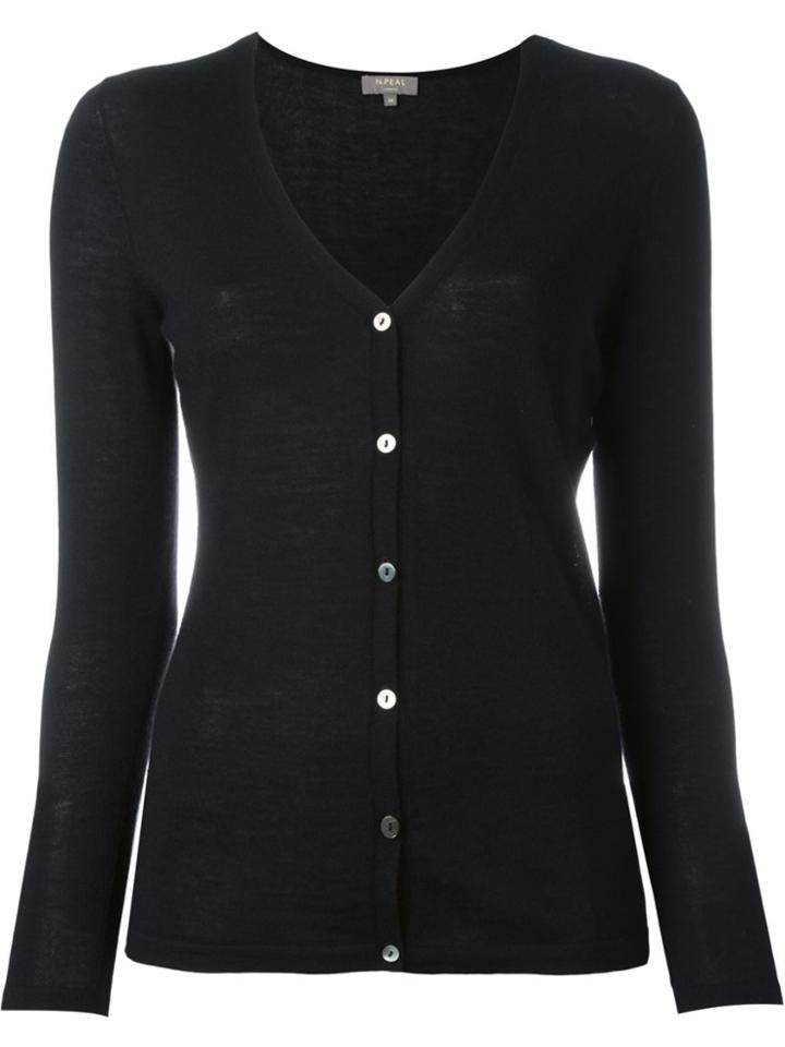 N.peal Cashmere Superfine V-neck Cardigan - Black