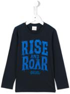 Diesel Kids Rise And Roar Print T-shirt, Boy's, Size: 10 Yrs, Blue