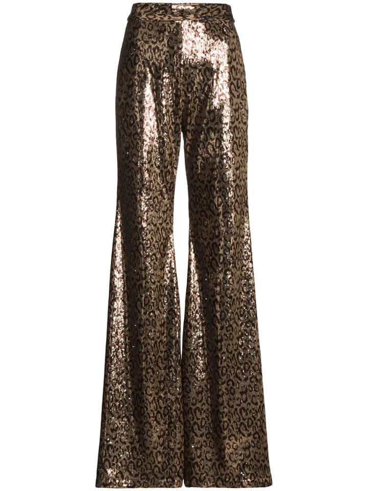 Halpern Sequin Embellished Flared Trousers - Metallic