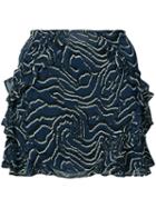 Derek Lam 10 Crosby - Tiger Print Ruffled Skirt - Women - Silk - 0, Blue, Silk