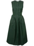 Oscar De La Renta Sleeveless Snap Front Midi Dress - Green