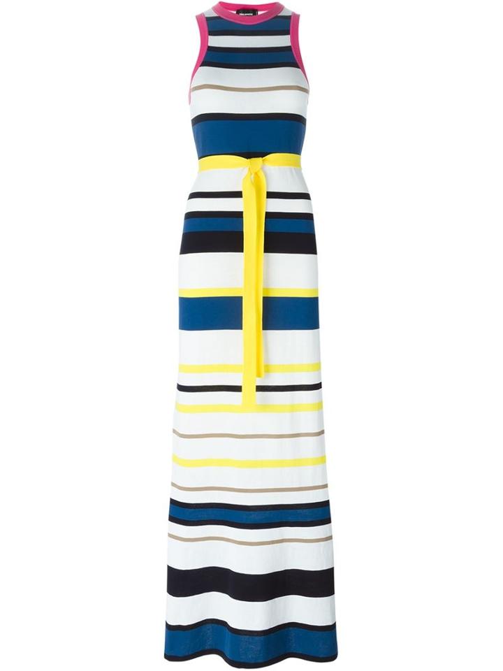 Dsquared2 Striped Knit Maxi Dress, Women's, Size: Medium, White, Cotton