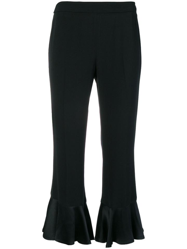 Twin-set Cropped Ruffled Trousers - Black