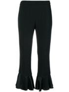 Twin-set Cropped Ruffled Trousers - Black