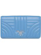 Prada Quilted Logo Clutch - Blue