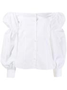 Jourden Off-shoulder Poplin Shirt - White