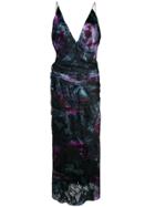 Cushnie Printed Plunge Dress - Black