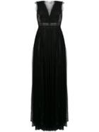 Elisabetta Franchi Lace Insert Evening Dress - Black