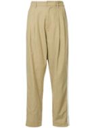 Bassike Contrast Stripe Pleated Trousers - Brown