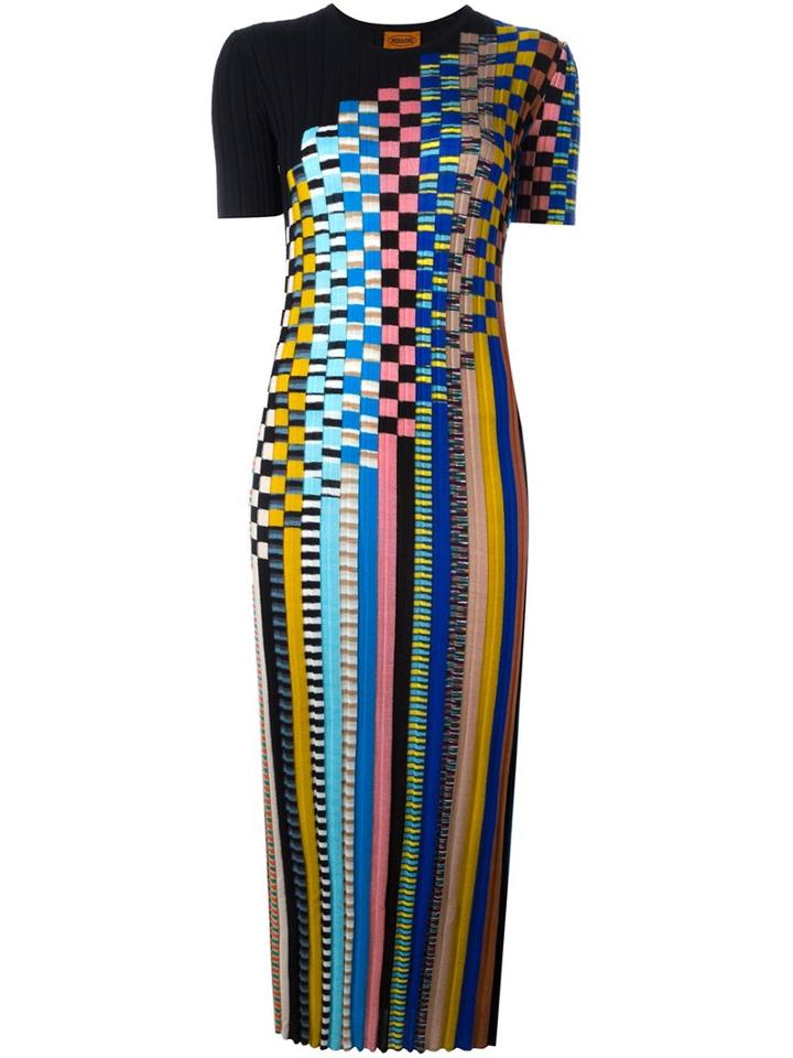 Missoni Ribbed Striped Sweater Dress, Women's, Size: 38, Black, Polyamide/wool
