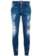 Dsquared2 Cool Girl Cropped Distressed Jeans - Blue