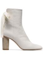 Loewe White 80 Leather Ankle Boots