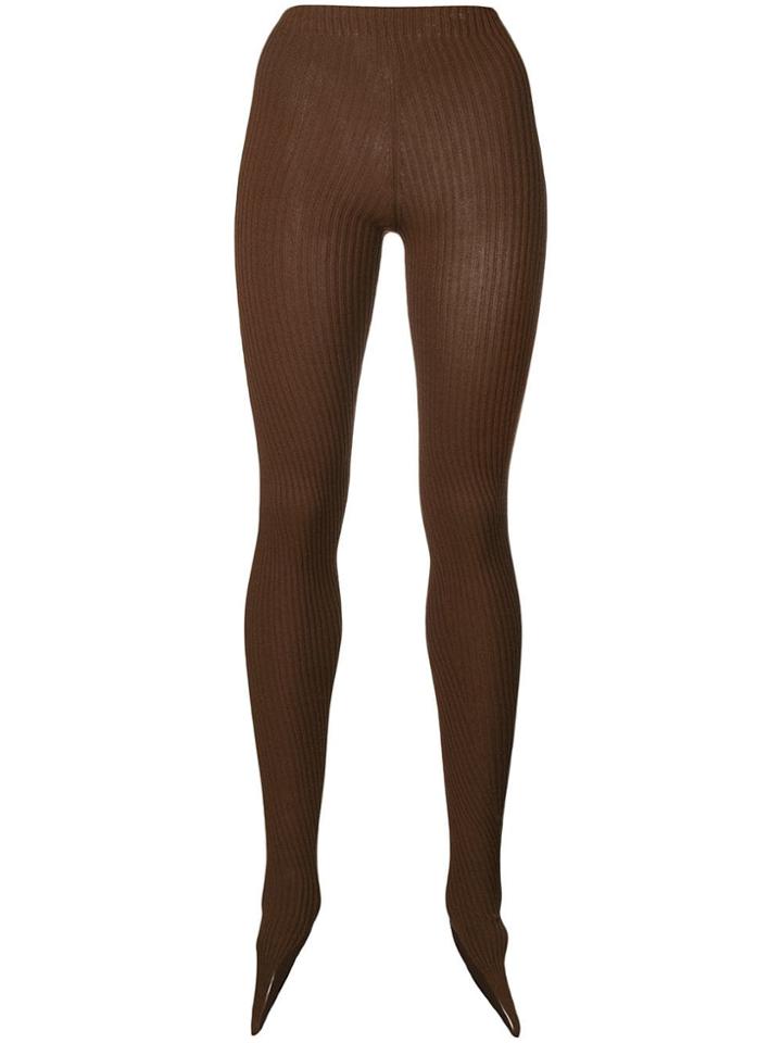 Jacquemus Ribbed Knitted Leggings - Brown