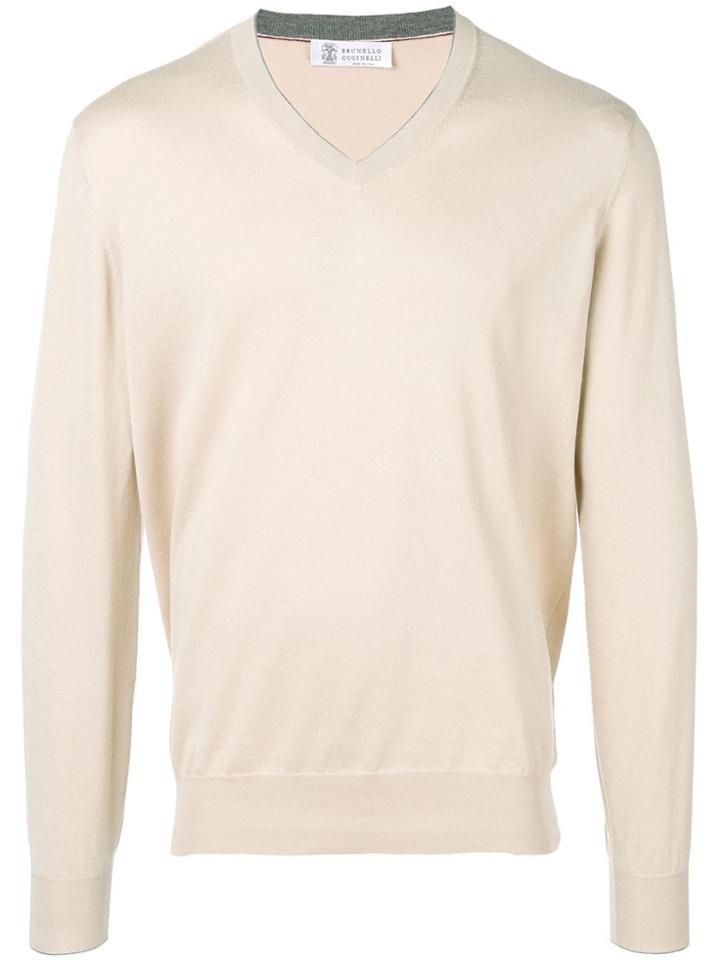 Brunello Cucinelli V-neck Jumper - Neutrals