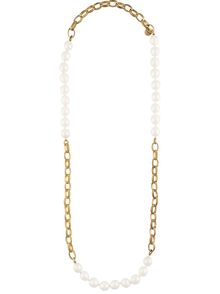 Chanel Vintage Faux Pearl Chain Necklace, Women's, White