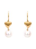Marie Helene De Taillac 22kt Gold Heart And Pearl Earrings - White