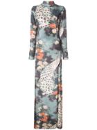 Patbo Peacock Print Long Dress - Blue