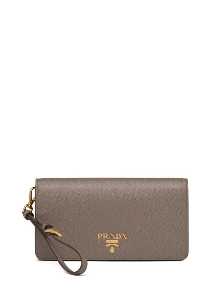 Prada Logo Plaque Saffiano Mini Bag - Grey