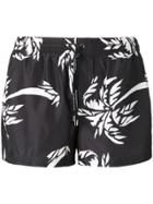 Dolce & Gabbana Palm Print Swim Shorts - Black