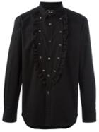 Comme Des Garçons Homme Plus Ruffled Detail Longsleeved Shirt, Men's, Size: Small, Black, Cotton