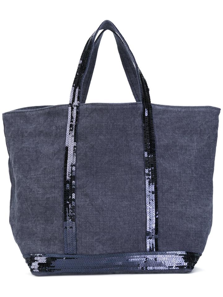 Vanessa Bruno Canvas Sequin-trimmed Tote - Blue