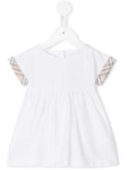 Burberry Kids Check Sleeve Dress, Infant Girl's, Size: 9 Mth, White