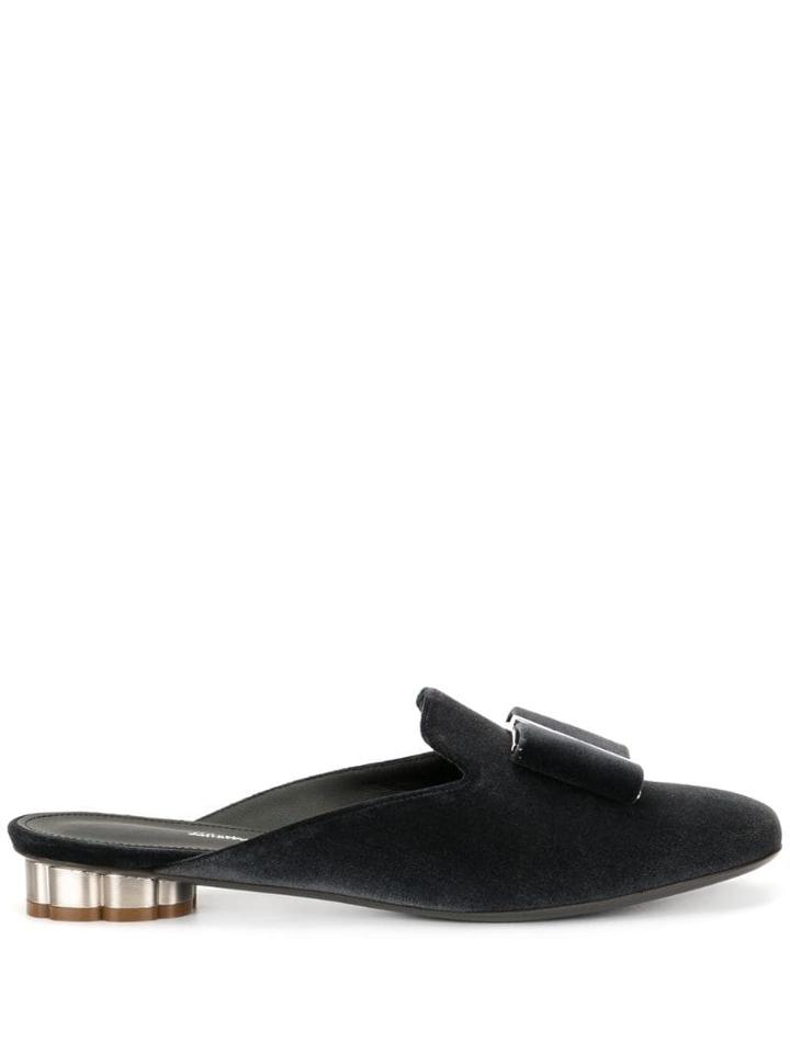 Salvatore Ferragamo Flower Heel Slipper Shoes - Grey