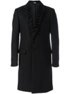 Fendi Lamb Fur Lapel Coat, Men's, Size: 52, Black, Polyamide/cupro/cashmere/lamb Fur