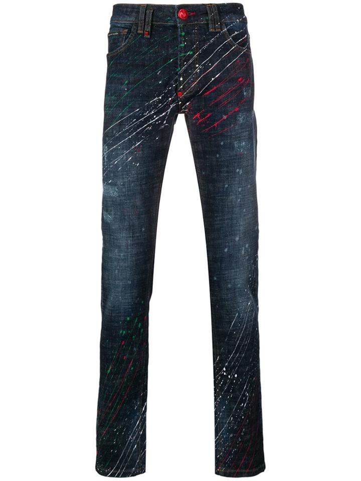 Philipp Plein Paint Splatter Jeans - Blue