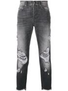 Overcome Distressed Straight Jeans - Grey