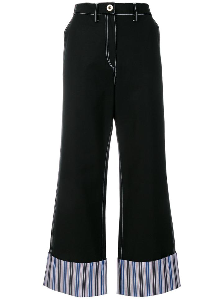 Minki Striped Cuff Wide-leg Trousers - Blue