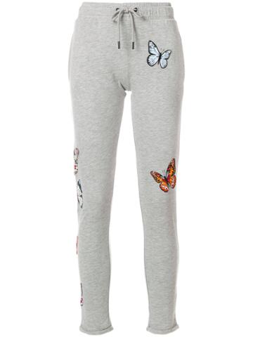 Quantum Courage Embroidered Butterfly Track Trousers - Grey