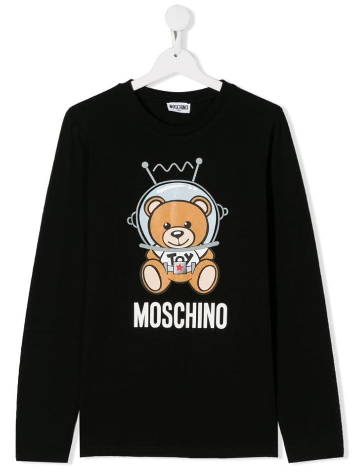 Moschino Kids Teen Astronaut Teddy Bear Top - Black