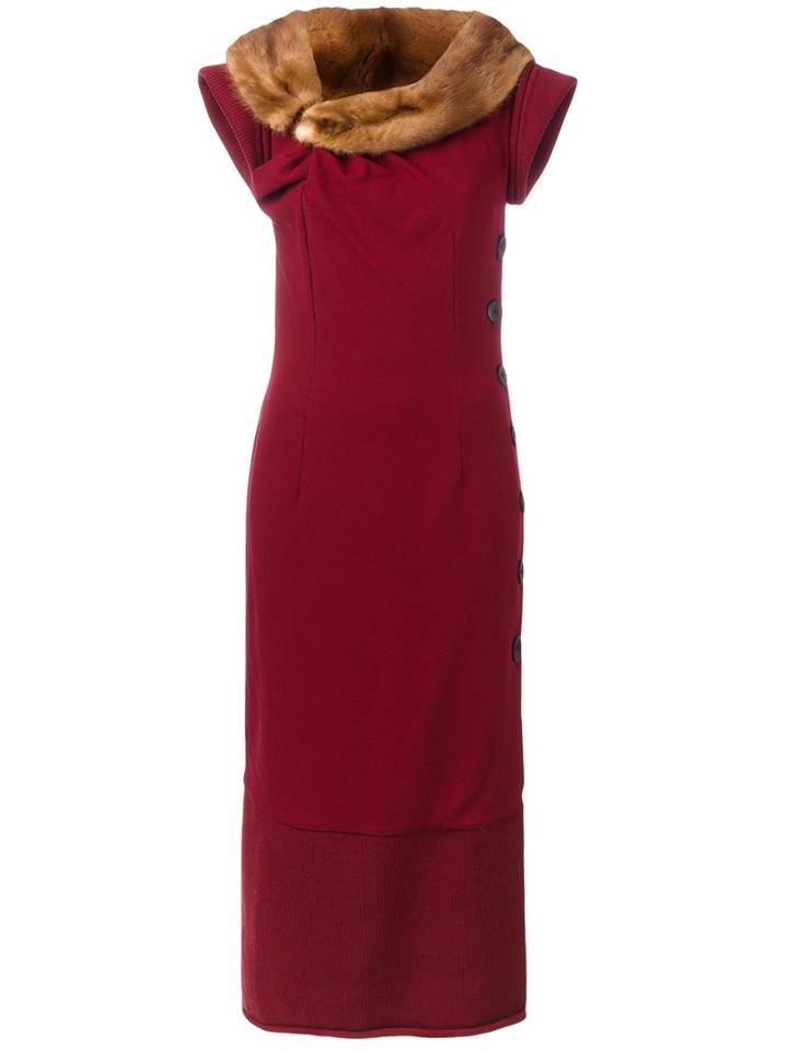 Christian Dior Vintage Mink Fur Collar Dress